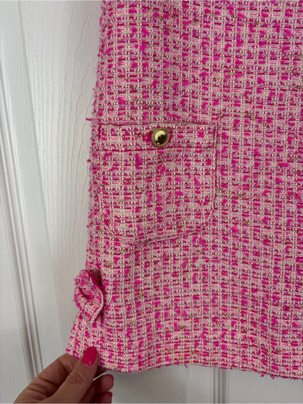 Lilly Pulitzer little Lilly shift girls pink palms fantasy tweed dress sz 5